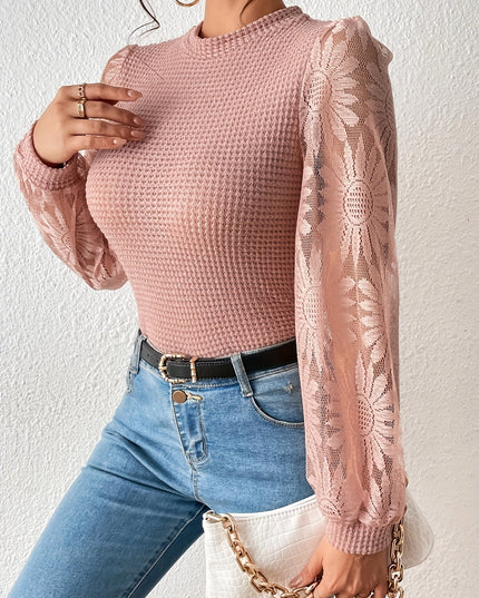 Sweter dzianinowy z rękawami w kwiaty