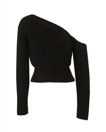 Sweter lniany z asymetrycznym dekoltem
