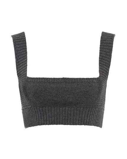 Kardigan z mieszanki kaszmiru w kolorze antracytowym z paskiem, biustonoszem typu bralette i spodniami