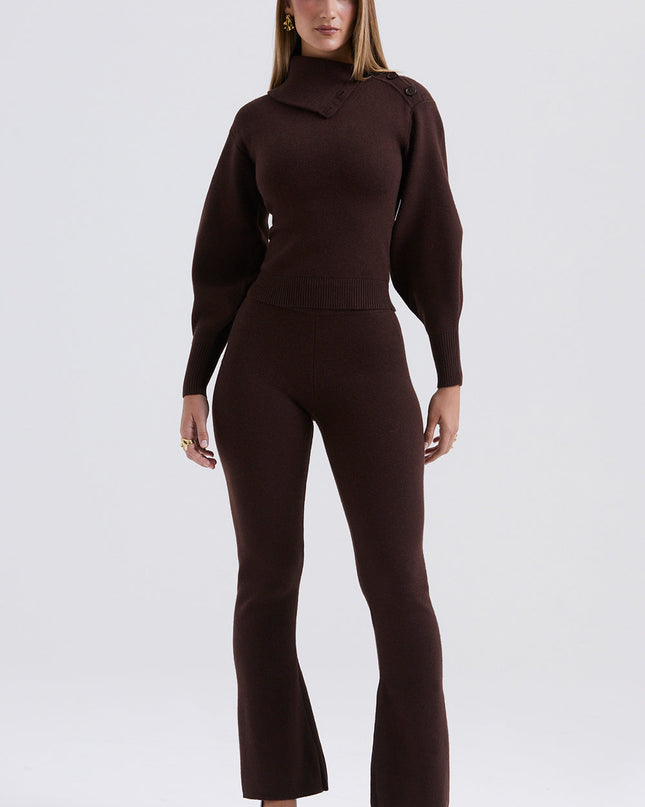 Elegancki sweter z mieszanki kaszmiru ze spodniami