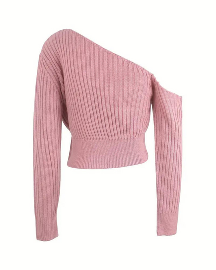 Sweter lniany z asymetrycznym dekoltem