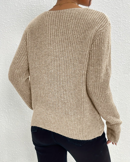Sweter z dekoltem w serek i skręconym przodem