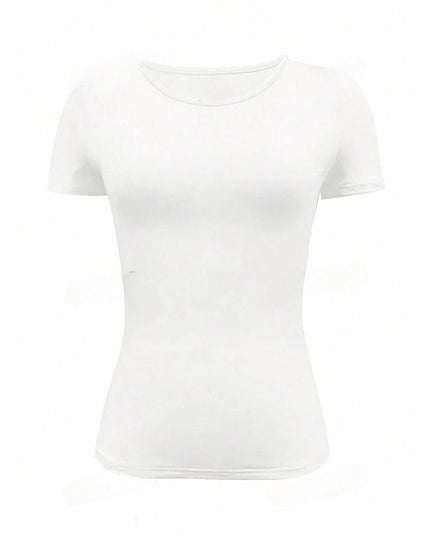 Krótki dopasowany T-shirt z okrągłym dekoltem