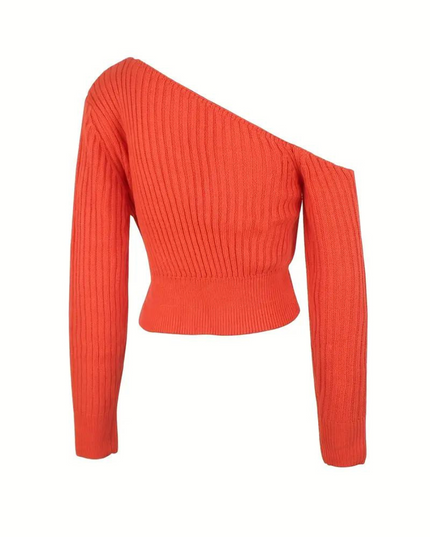 Sweter lniany z asymetrycznym dekoltem