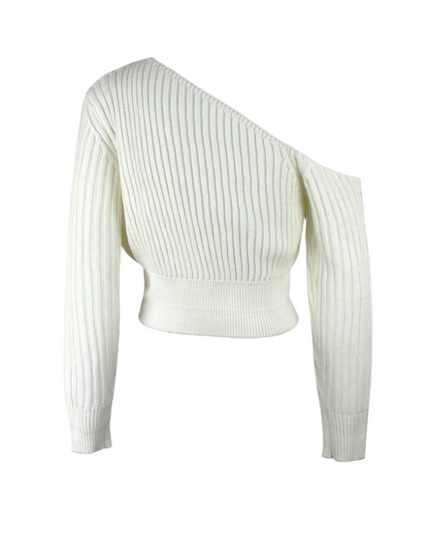 Sweter lniany z asymetrycznym dekoltem