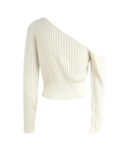 Sweter lniany z asymetrycznym dekoltem
