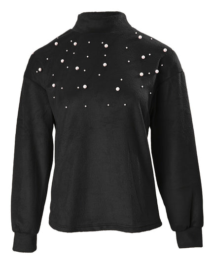 Sweter z golfem i koralikami