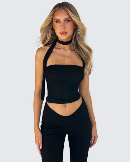 Top bez rękawów typu halter