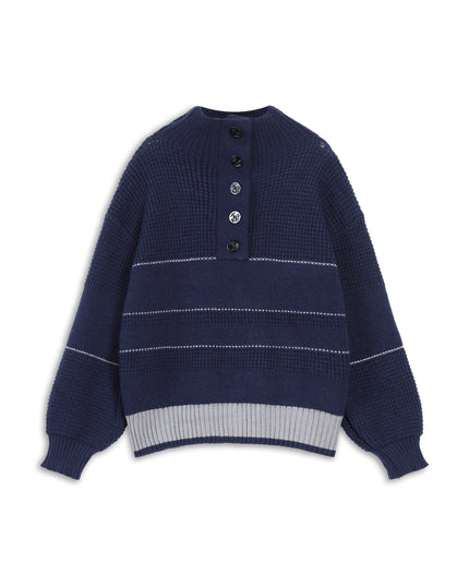 Sweter z otwartym kołnierzem i guzikami