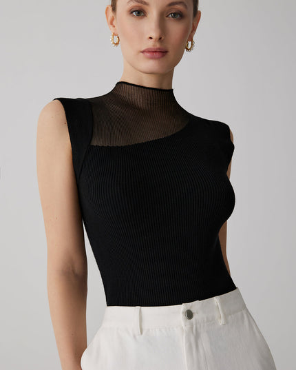Top bez rękawów w stylu patchwork