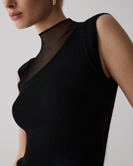 Top bez rękawów w stylu patchwork
