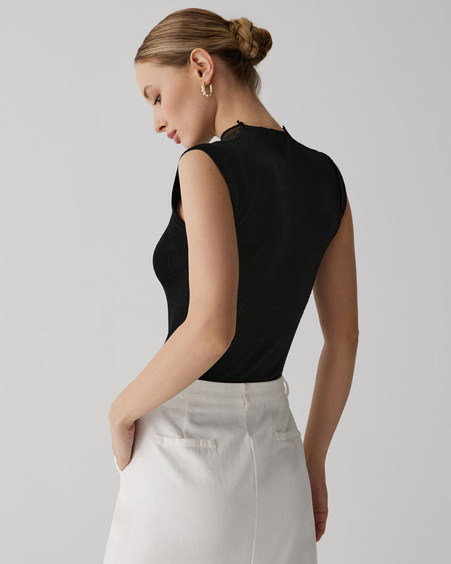 Top bez rękawów w stylu patchwork