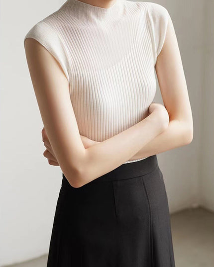 Top bez rękawów w stylu patchwork