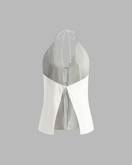 Zestaw Top Halter z odkrytymi plecami i szortami