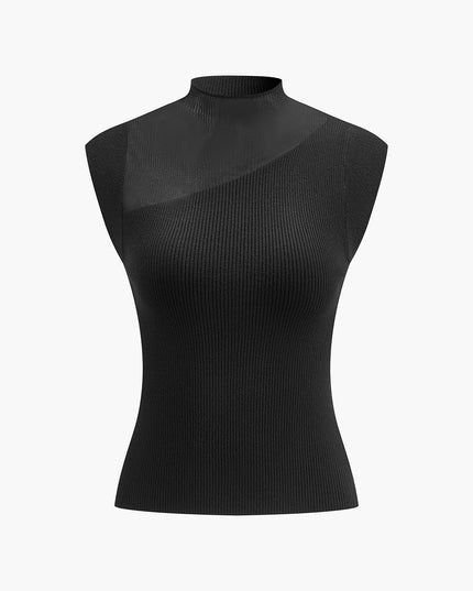 Top bez rękawów w stylu patchwork