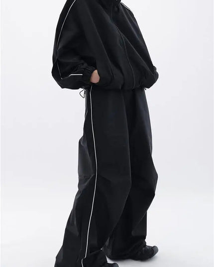 Czarny, oversize'owy dres