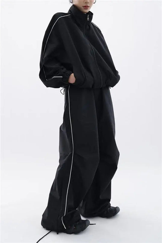 Czarny, oversize'owy dres