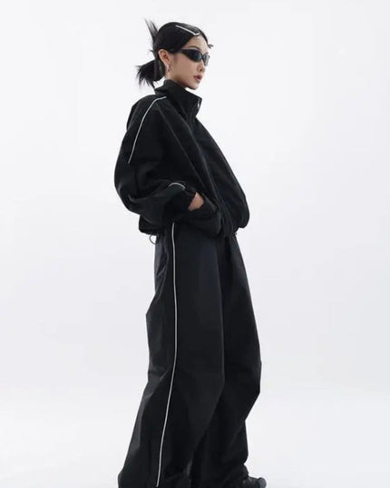 Czarny, oversize'owy dres