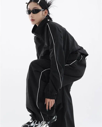 Czarny, oversize'owy dres