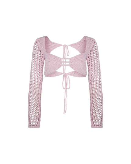Elegancki dzianinowy letni top ze spódniczką