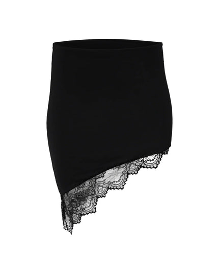 Czarny crop top z nieregularną mini spódniczką