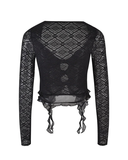 Elegancki top z falbankami i wycięciem