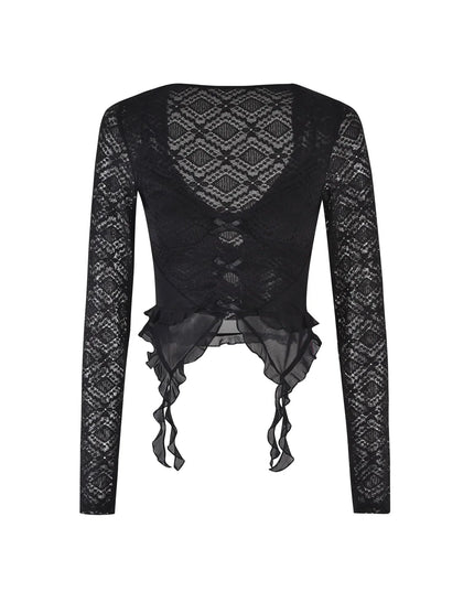 Elegancki top z falbankami i wycięciem