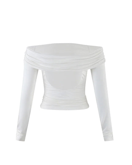 Elegancki top z odkrytymi ramionami i wycięciem na plecach