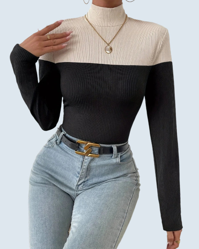 Sweter w paski z kołnierzykiem polo