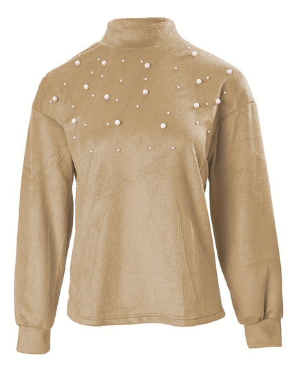 Sweter z golfem i koralikami