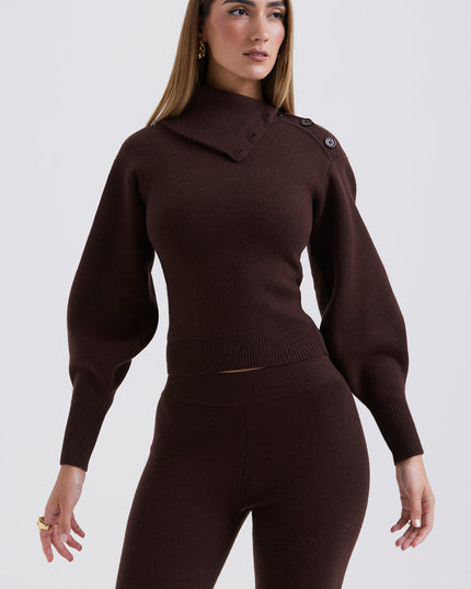 Elegancki sweter z mieszanki kaszmiru ze spodniami