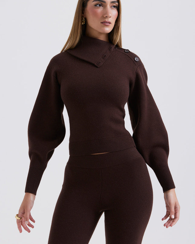 Elegancki sweter z mieszanki kaszmiru ze spodniami