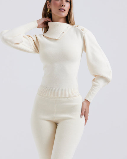 Elegancki sweter z mieszanki kaszmiru ze spodniami