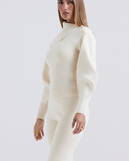 Elegancki sweter z mieszanki kaszmiru ze spodniami