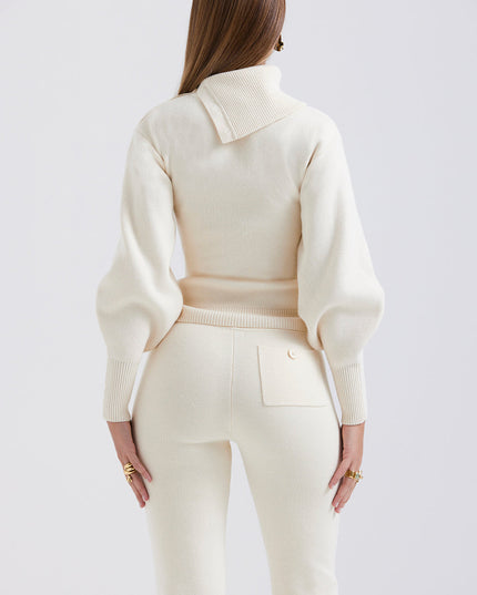 Elegancki sweter z mieszanki kaszmiru ze spodniami