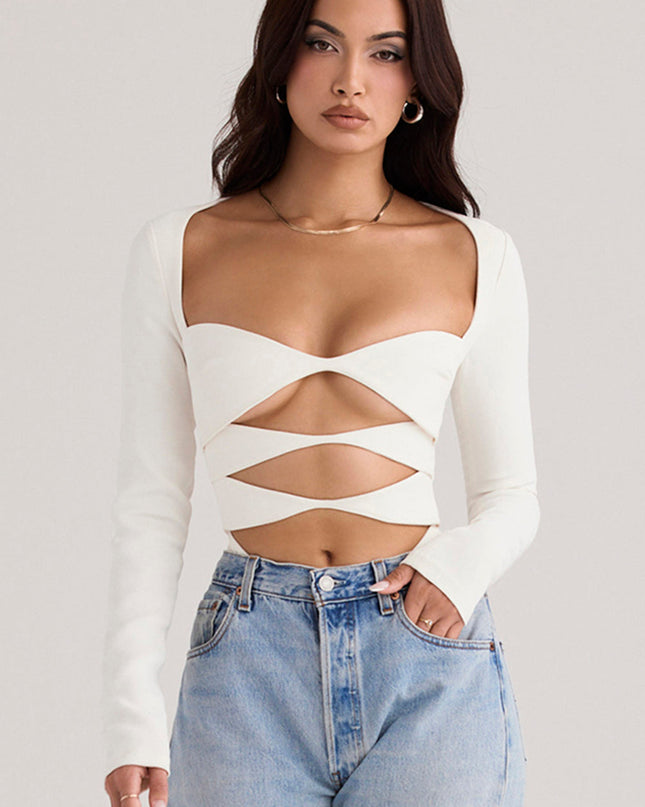 Białe eleganckie body z wycięciem