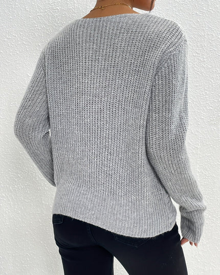 Sweter z dekoltem w serek i skręconym przodem