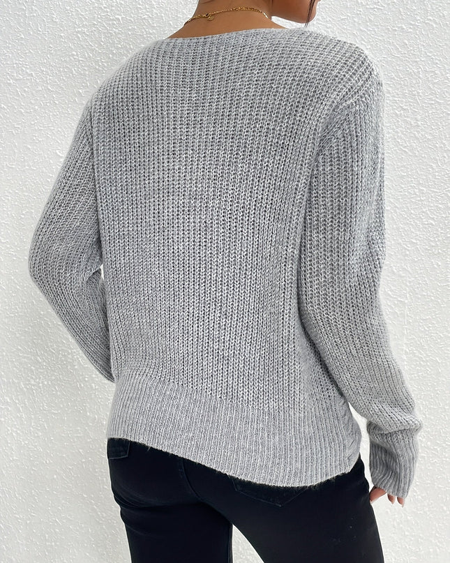 Sweter z dekoltem w serek i skręconym przodem