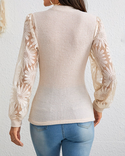Sweter dzianinowy z rękawami w kwiaty