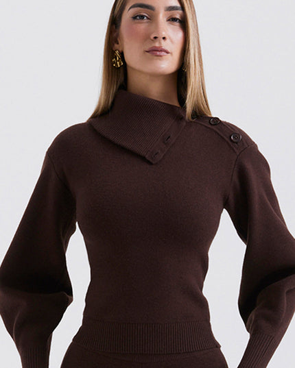 Elegancki sweter z mieszanki kaszmiru ze spodniami