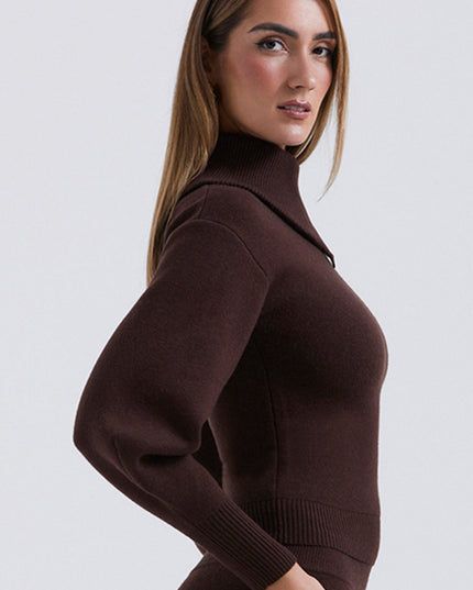 Elegancki sweter z mieszanki kaszmiru ze spodniami