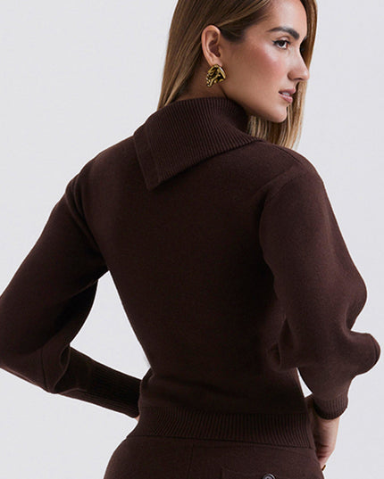 Elegancki sweter z mieszanki kaszmiru ze spodniami