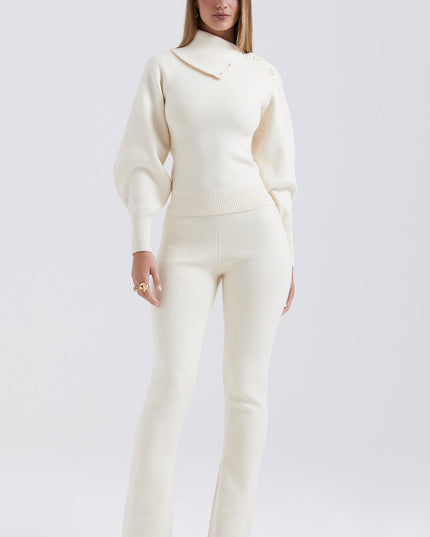Elegancki sweter z mieszanki kaszmiru ze spodniami