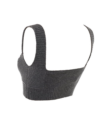 Kardigan z mieszanki kaszmiru w kolorze antracytowym z paskiem, biustonoszem typu bralette i spodniami